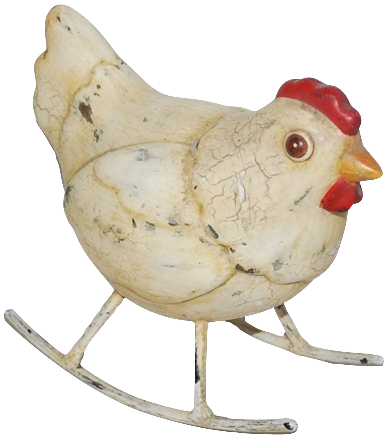 Eangee Rustic Rocking Chicken 7"W Metal and Wood Figurine
