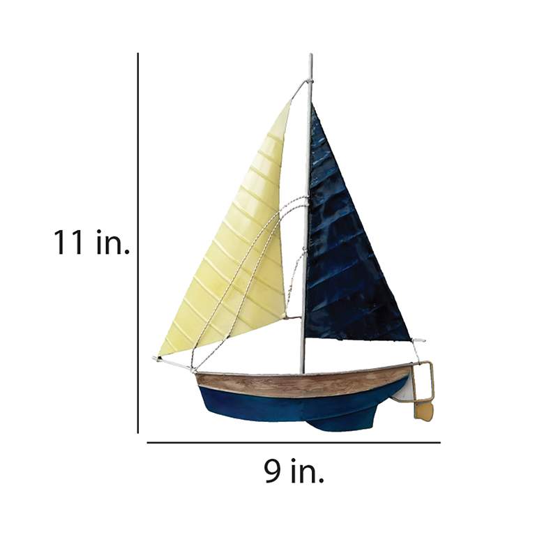Image 4 Eangee Sailboat 11 inchH White and Blue Capiz Shell Wall Decor more views