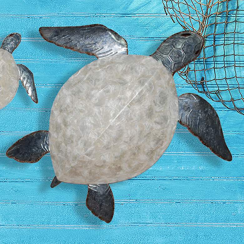 Image 1 Eangee Sea Turtle 11 inch Wide Pearl Capiz Shell Wall Decor
