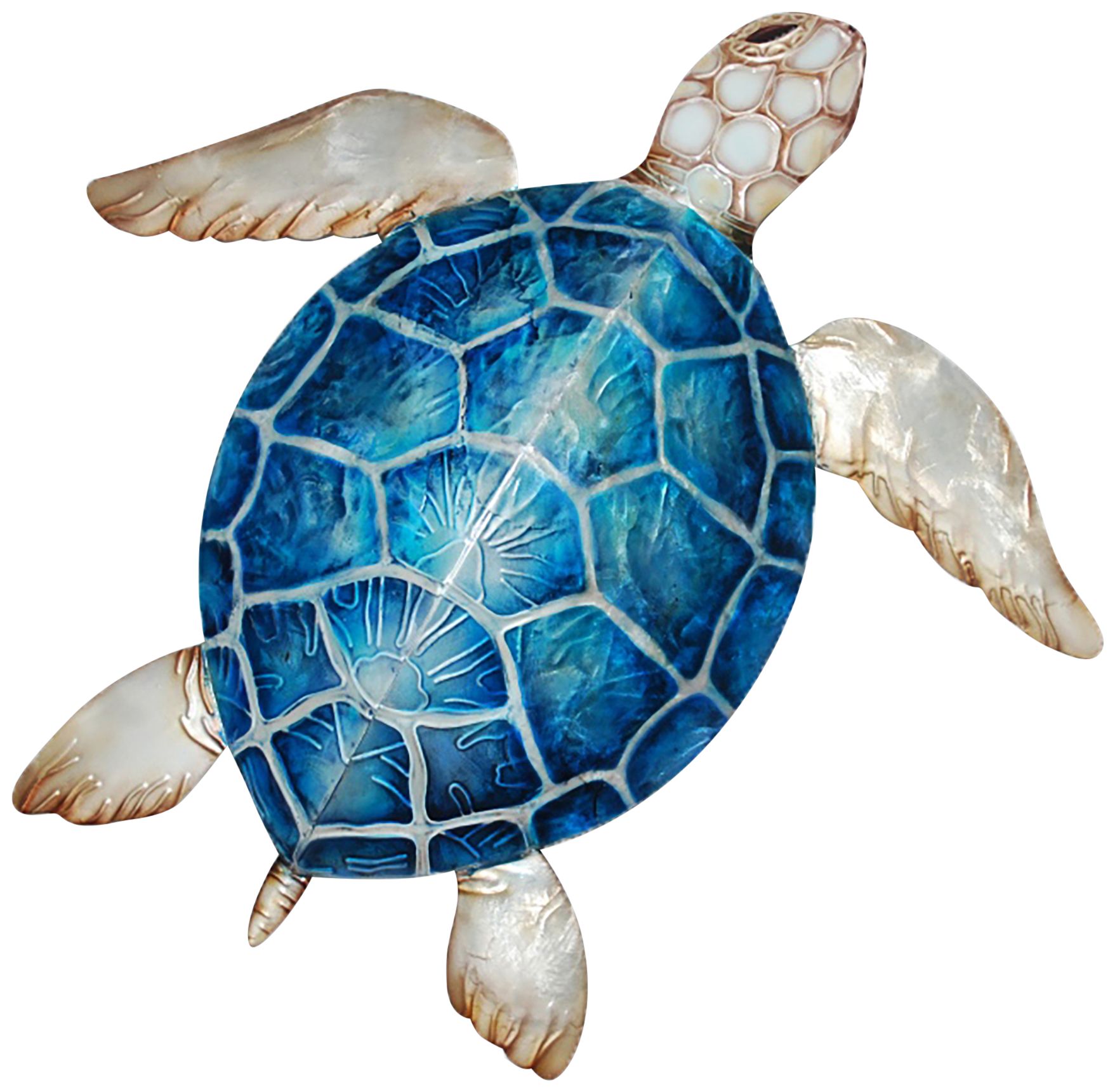 Image 2 Eangee Sea Turtle 11"W Blue Capiz Shell Wall Decor