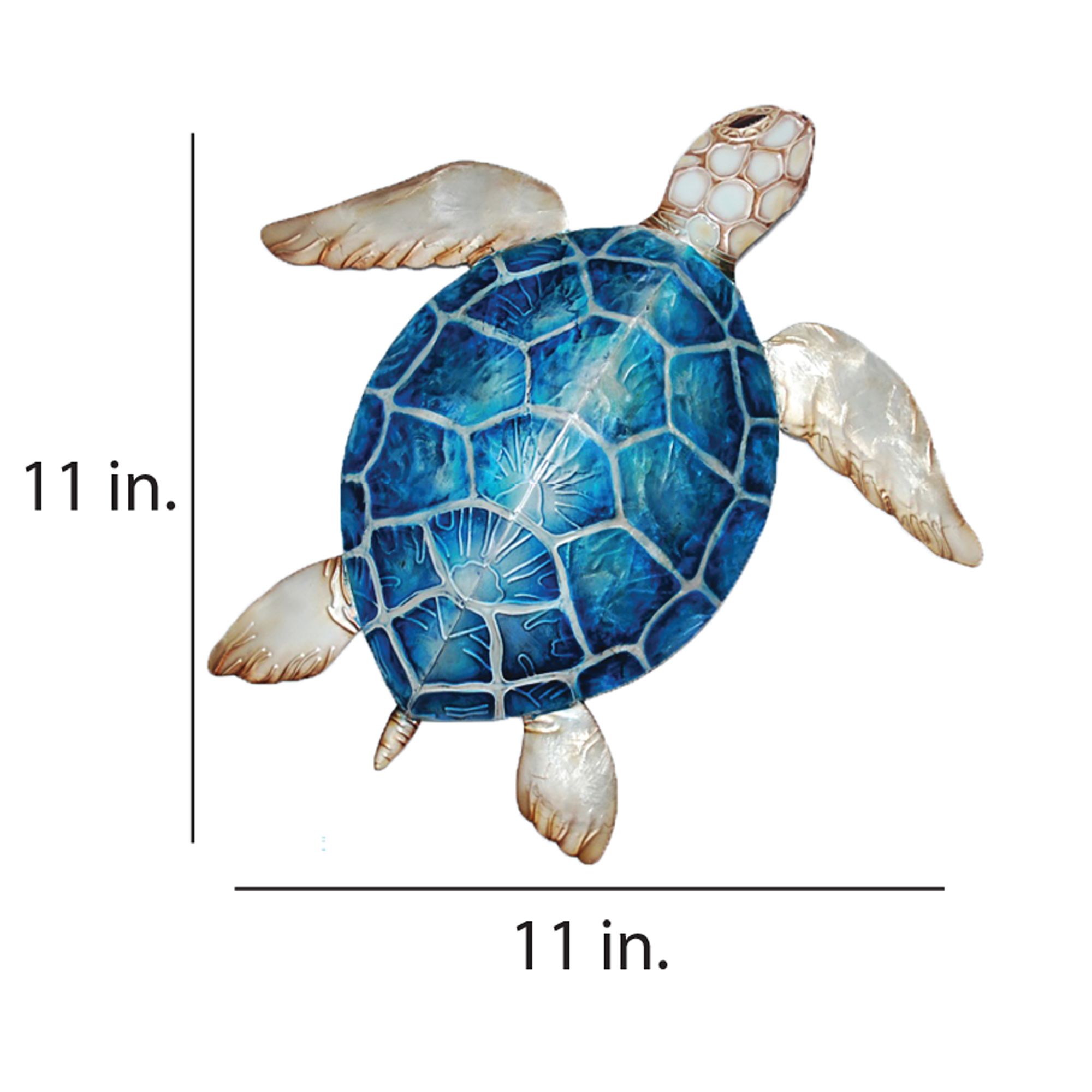 Image 4 Eangee Sea Turtle 11"W Blue Capiz Shell Wall Decor more views