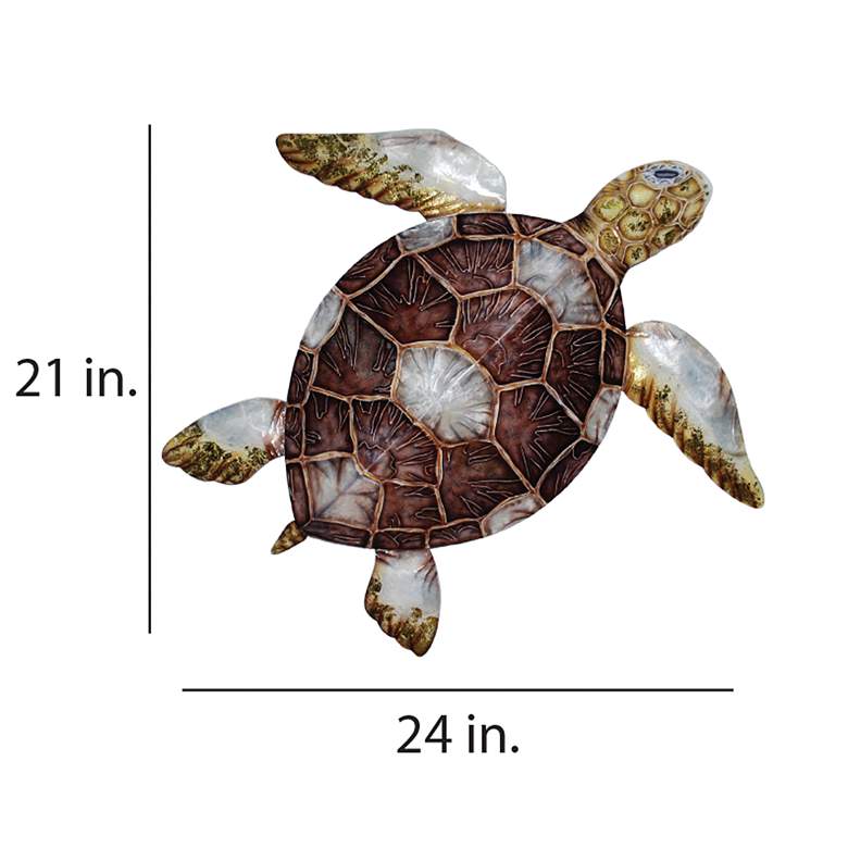 Image 4 Eangee Sea Turtle 24 inch Wide Brown Capiz Shell Wall Decor more views