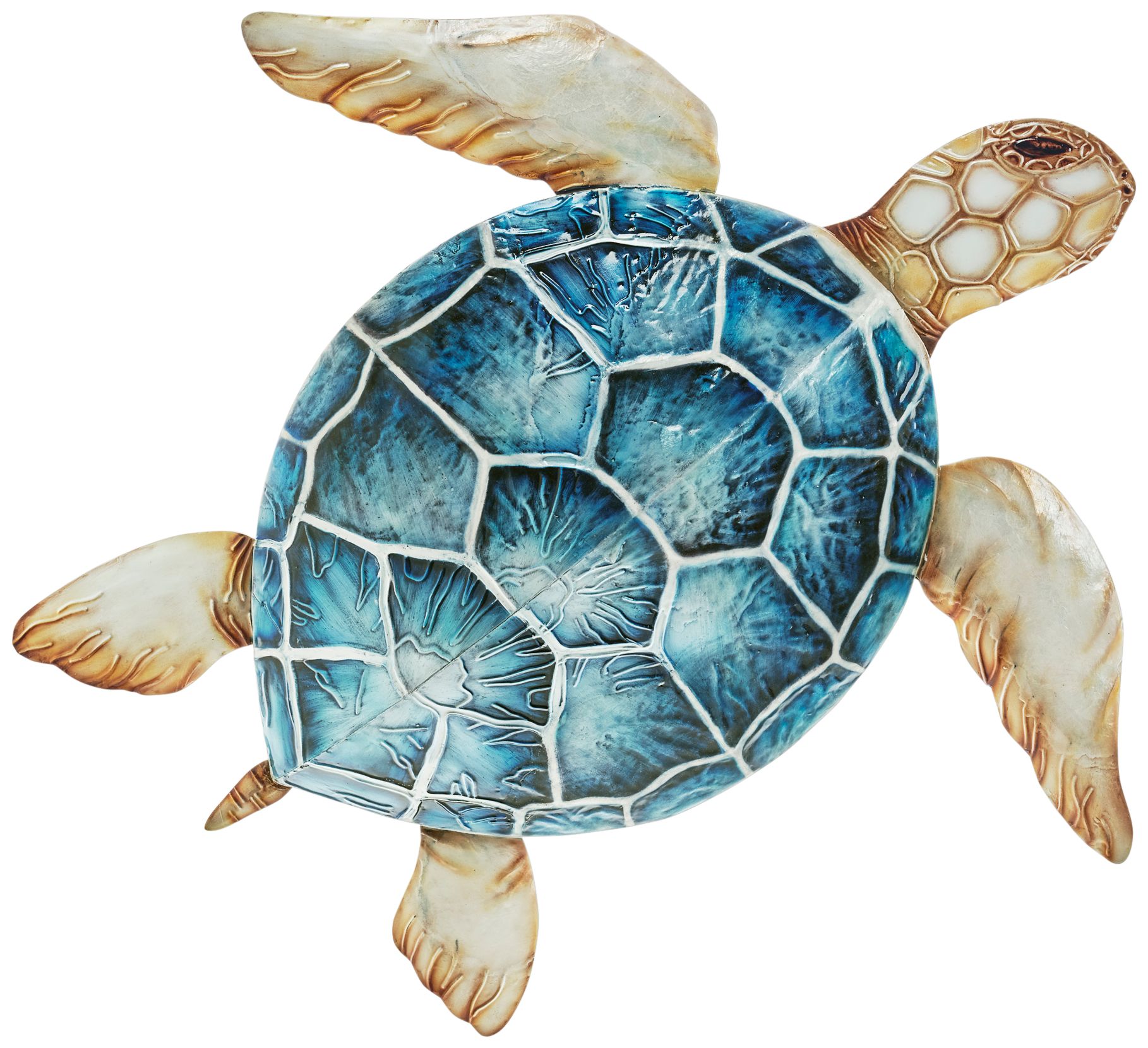 Image 2 Eangee Sea Turtle 24"W Blue Capiz Shell Coastal Wall Decor