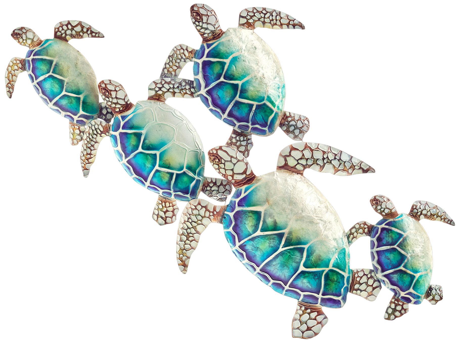 Image 2 Eangee Sea Turtle Group Of Five 29"W Capiz Shell Wall Art