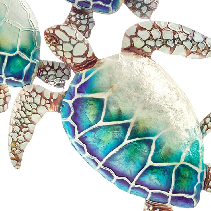 Image 3 Eangee Sea Turtle Group Of Five 29"W Capiz Shell Wall Art more views