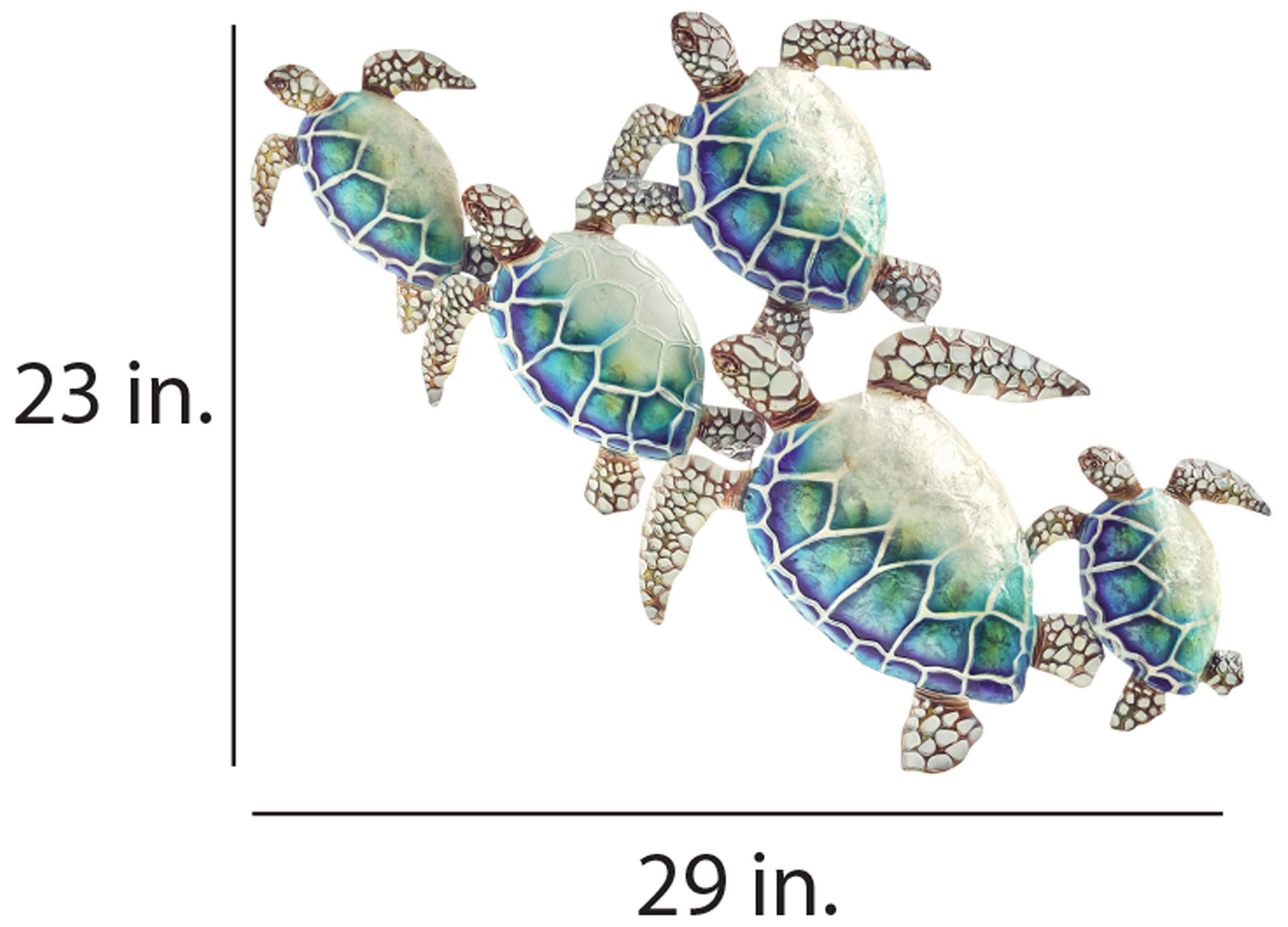 Image 4 Eangee Sea Turtle Group Of Five 29"W Capiz Shell Wall Art more views