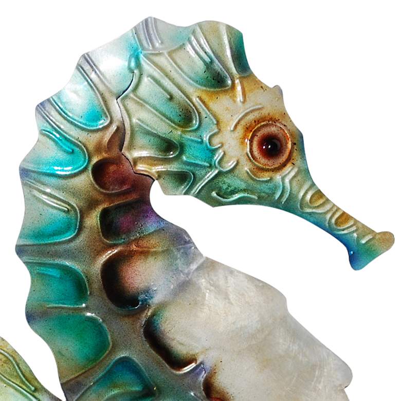 Image 3 Eangee Seahorse 11"H Blue and Pearl Capiz Shell Wall Decor more views
