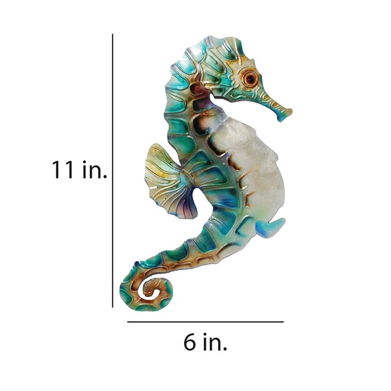 Image 4 Eangee Seahorse 11"H Blue and Pearl Capiz Shell Wall Decor more views