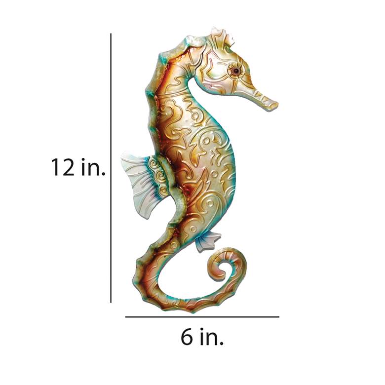 Image 4 Eangee Seahorse 12"H Tan with Blue Capiz Shell Wall Decor more views