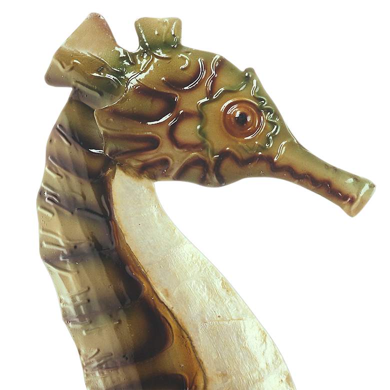 Image 2 Eangee Seahorse 16 inchH Green and Pearl Capiz Shell Wall Decor more views