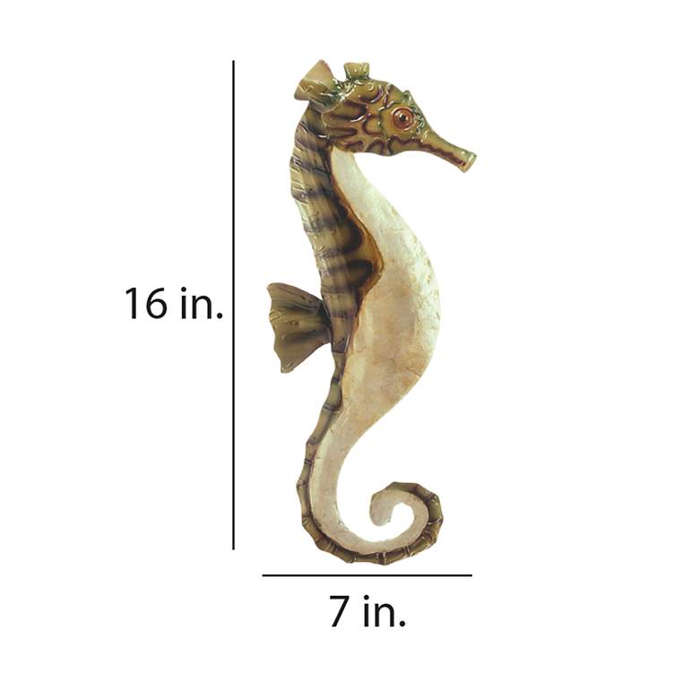 Image 4 Eangee Seahorse 16"H Green and Pearl Capiz Shell Wall Decor more views