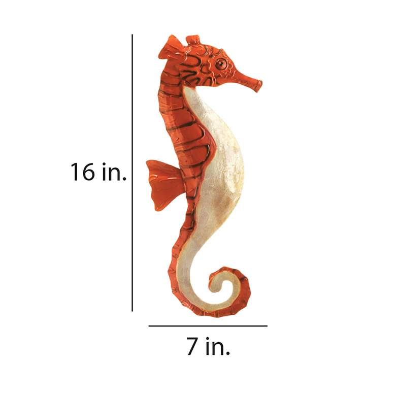 Image 4 Eangee Seahorse 16"H Red and Pearl Capiz Shell Wall Decor more views