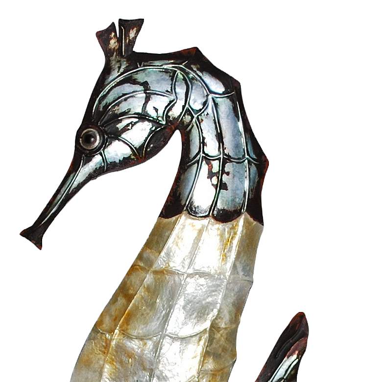 Image 3 Eangee Seahorse 22"H Gray and Pearl Capiz Shell Wall Decor more views