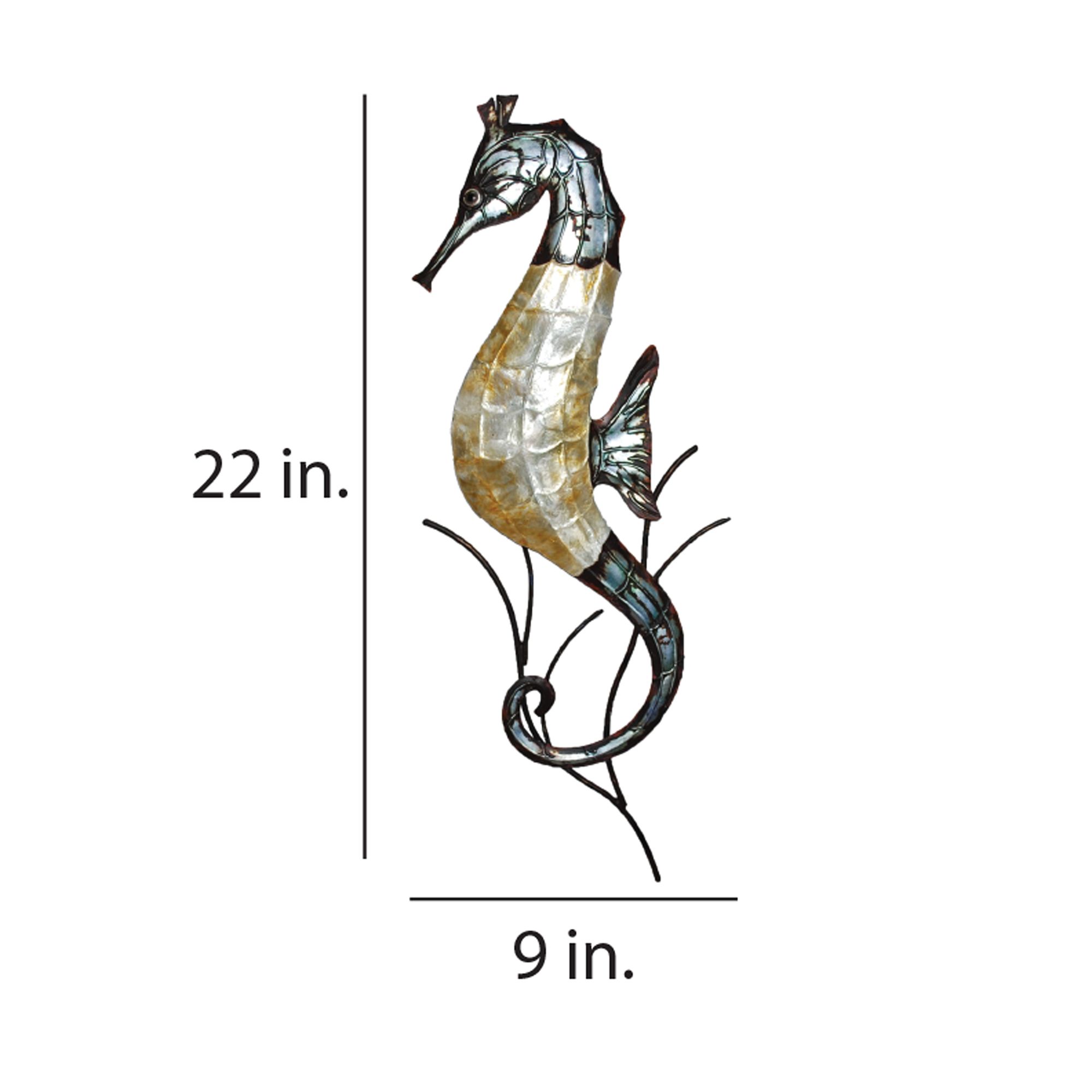 Image 4 Eangee Seahorse 22"H Gray and Pearl Capiz Shell Wall Decor more views