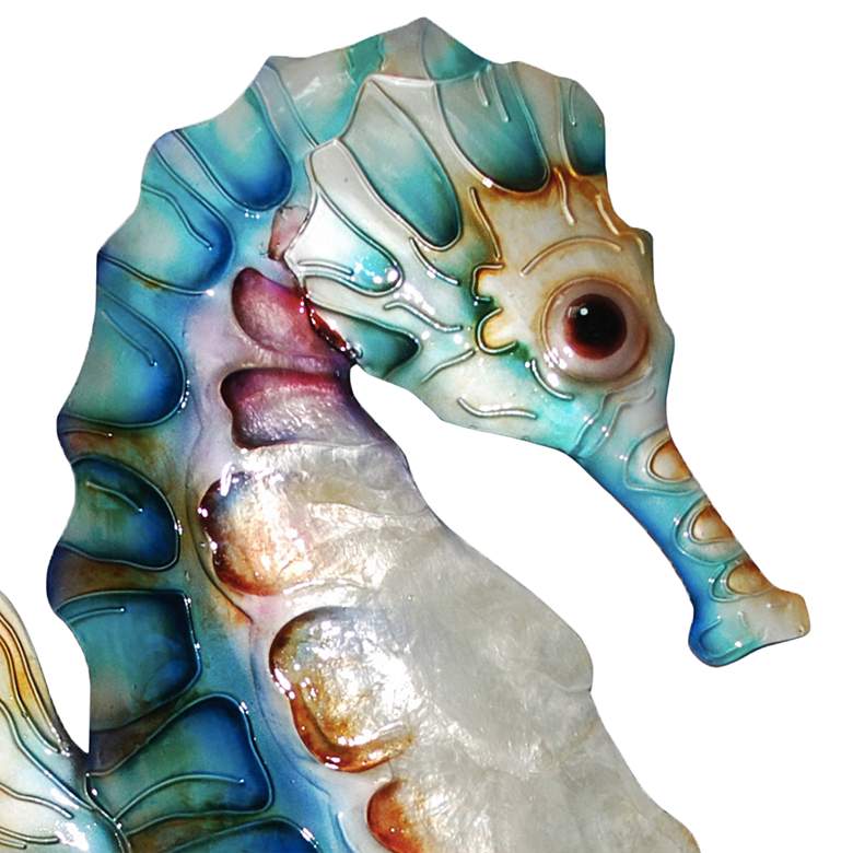 Image 3 Eangee Seahorse Wall Decor Blue And Pearl Large more views