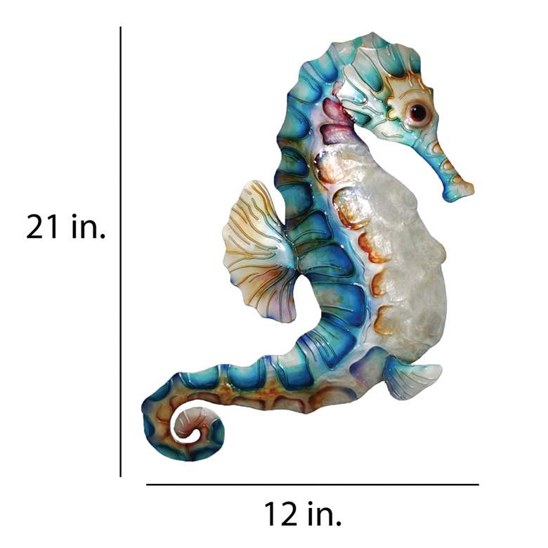 Image 4 Eangee Seahorse Wall Decor Blue And Pearl Large more views