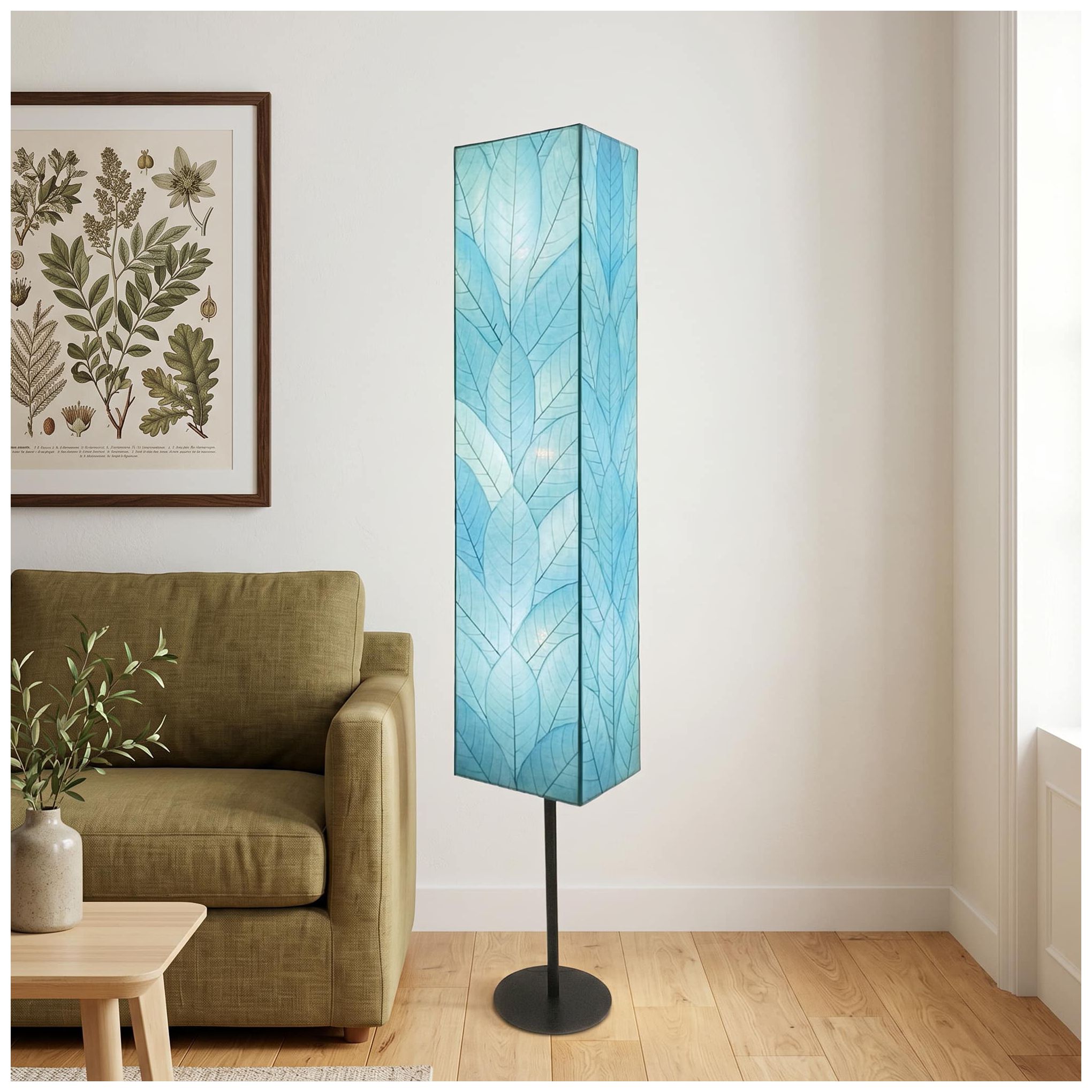 Image 4 Eangee Sequoia Giant 72" High Cocoa Leaf Sea Blue Floor Lamp more views