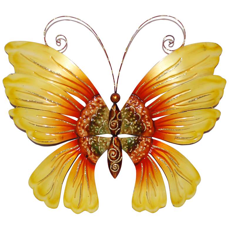 Image 2 Eangee Sunflower Butterfly 12 inch Wide Capiz Shell Wall Decor