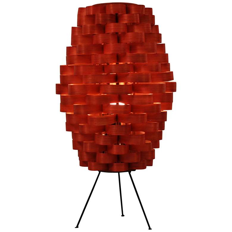 Image 1 Eangee Tall Slat Retro Orange Bamboo Weave Table Lamp