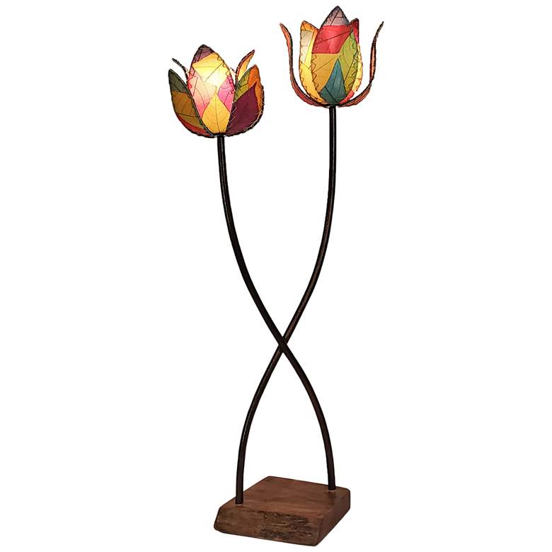 Image 1 Eangee Twin Lotus Large Multi-Colored Floor Lamp