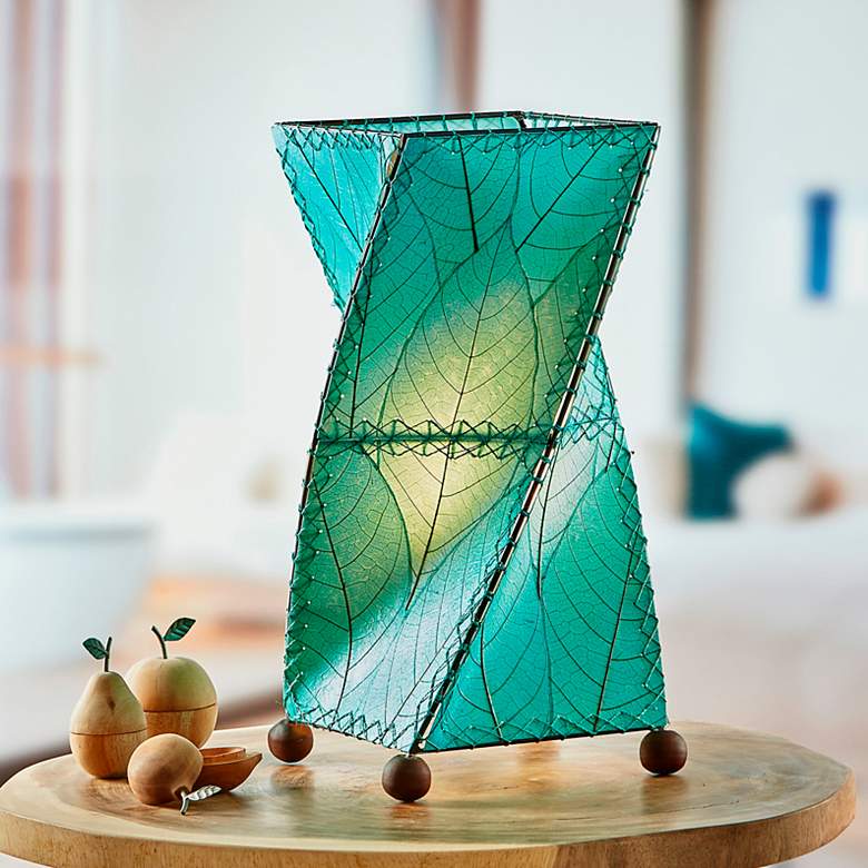 Image 1 Eangee Twist 18" High Blue Cocoa Leaves Accent Table Lamp