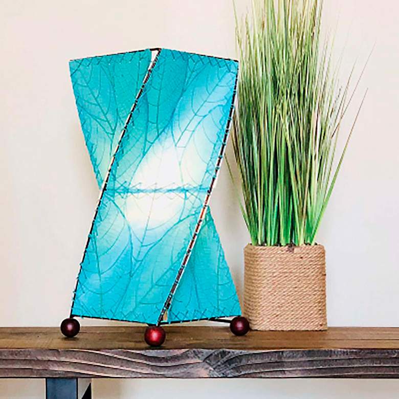 Image 5 Eangee Twist 18" High Blue Cocoa Leaves Accent Table Lamp more views