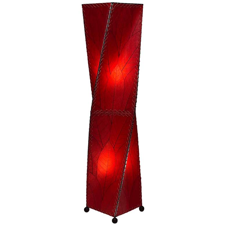 Image 1 Eangee Twist 48 inch High Red Cocoa Leaves Cubed Floor Lamp