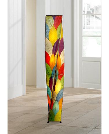 Eangee Twist 72" High Multi-Color Cocoa Leaves Giant Tower Floor Lamp