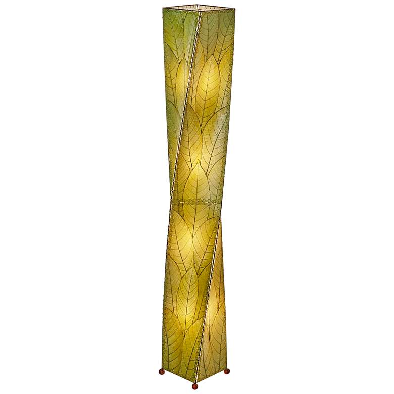 Image 1 Eangee Twist 72" High Green Cocoa Leaves Giant Tower Floor Lamp