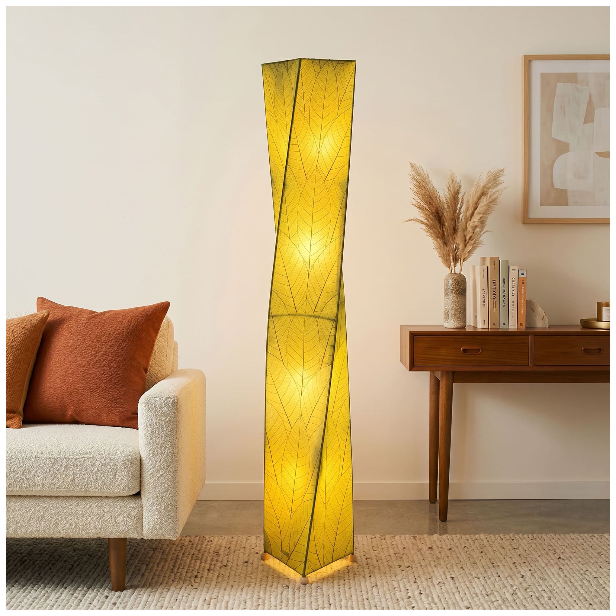 Thumbnail4 of Eangee Twist 72" High Green Cocoa Leaves Giant Tower Floor Lamp more views