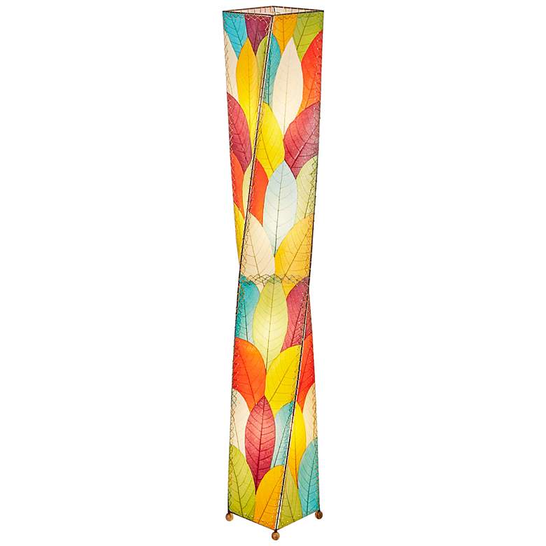 Image 2 Eangee Twist 72" High Multi-Color Cocoa Leaves Giant Tower Floor Lamp