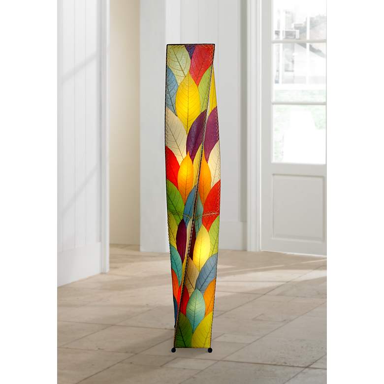 Image 1 Eangee Twist 72" High Multi-Color Cocoa Leaves Giant Tower Floor Lamp