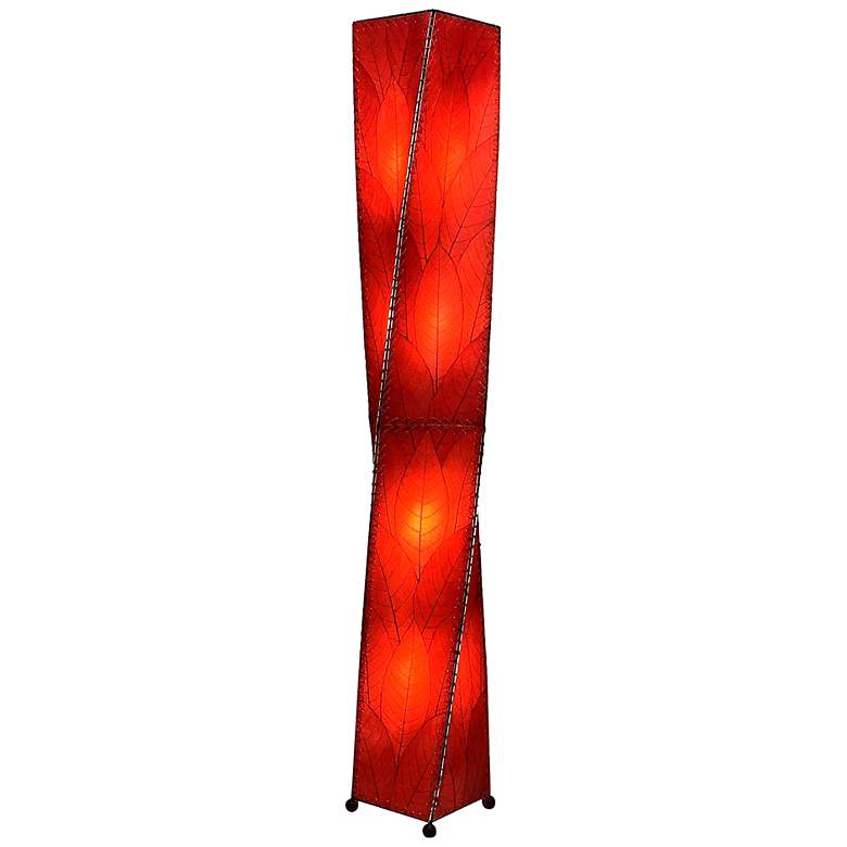 Image 1 Eangee Twist 72 inch High Red Cocoa Leaves Cubed Floor Lamp
