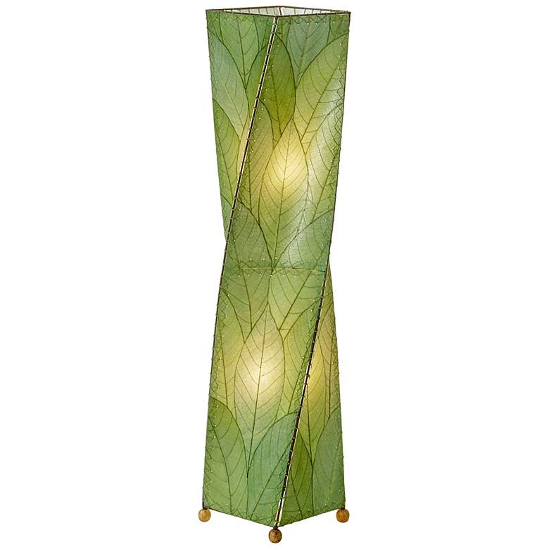 Image 1 Eangee Twist Green Cocoa Leaves Large Tower Floor Lamp