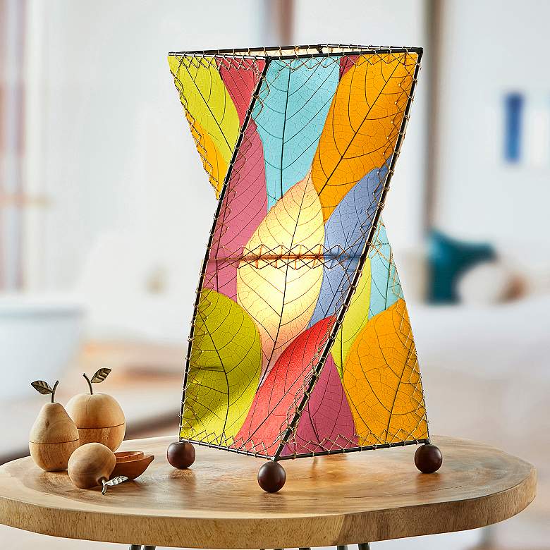 Image 1 Eangee Twist Multi-Color Cocoa Leaves Uplight Table Lamp