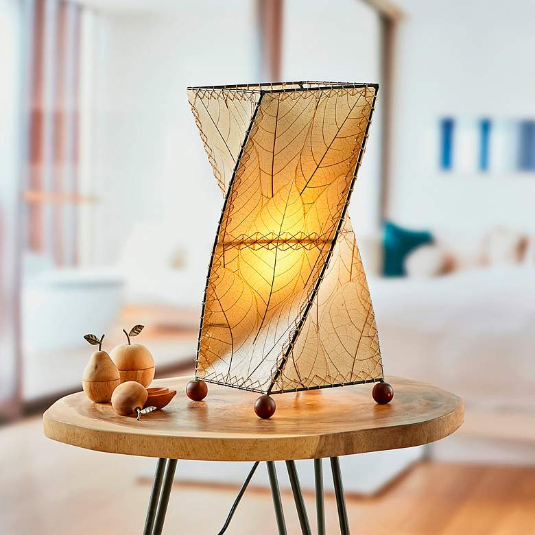 Image 1 Eangee Twist Natural Cocoa Leaves Uplight Accent Table Lamp