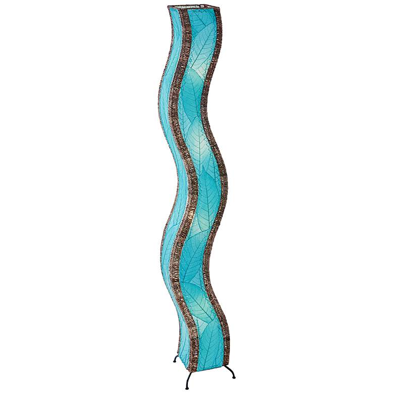 Image 2 Eangee Wave 72 inch Coastal Sea Blue Cocoa Leaves Giant Tower Floor Lamp