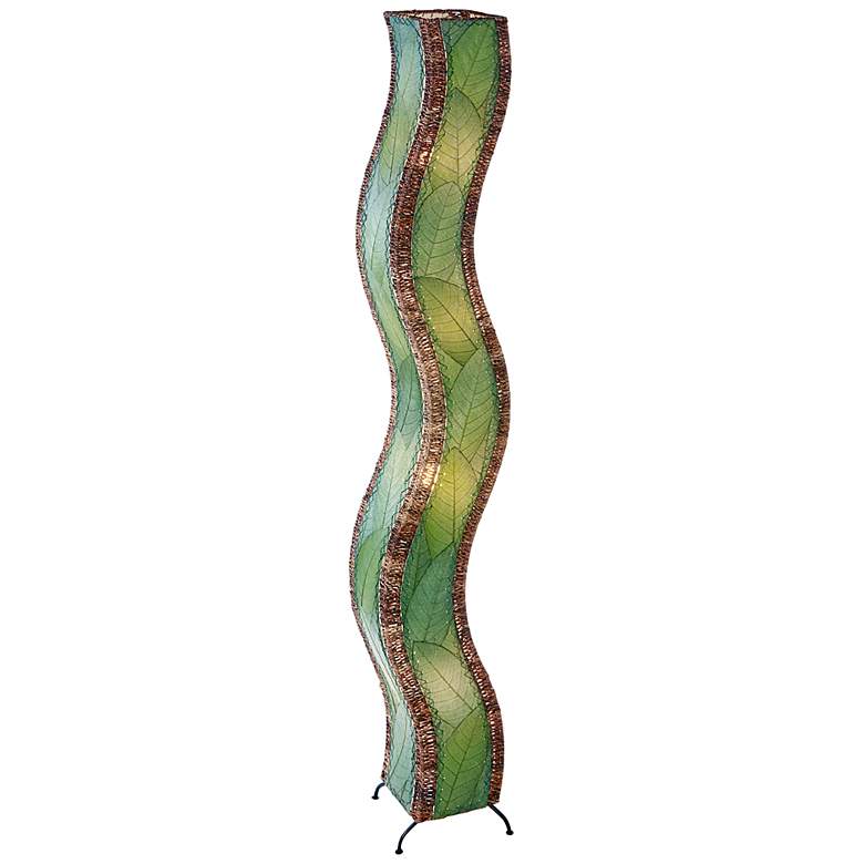 Image 2 Eangee Wave 72 inch High Green Cocoa Leaves Giant Tower Floor Lamp