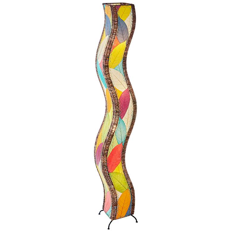 Image 2 Eangee Wave 72" Multi-Color Cocoa Leaves Giant Tower Floor Lamp