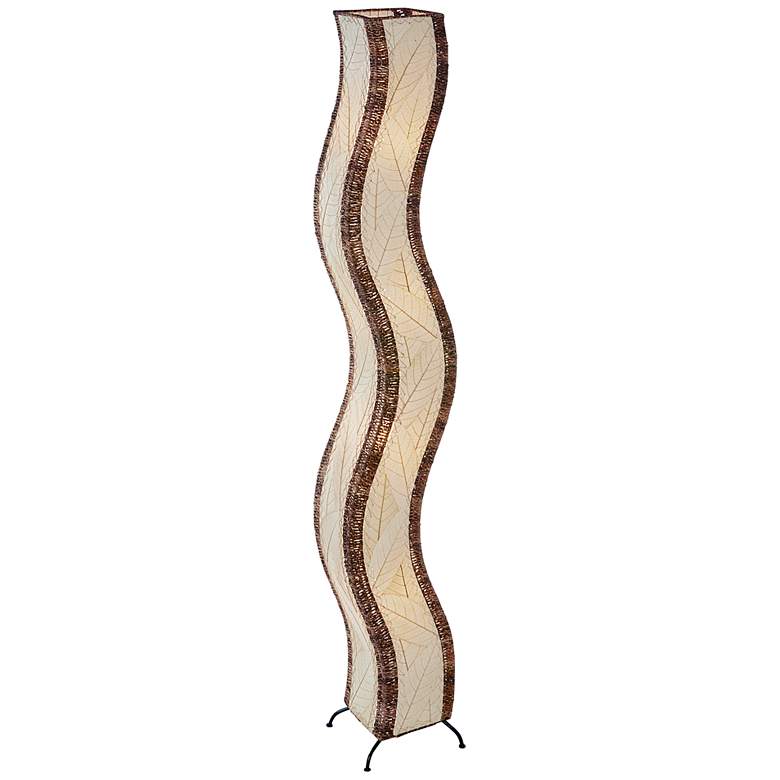 Image 2 Eangee Wave 72 inch Natural Cocoa Leaves Giant Tower Floor Lamp
