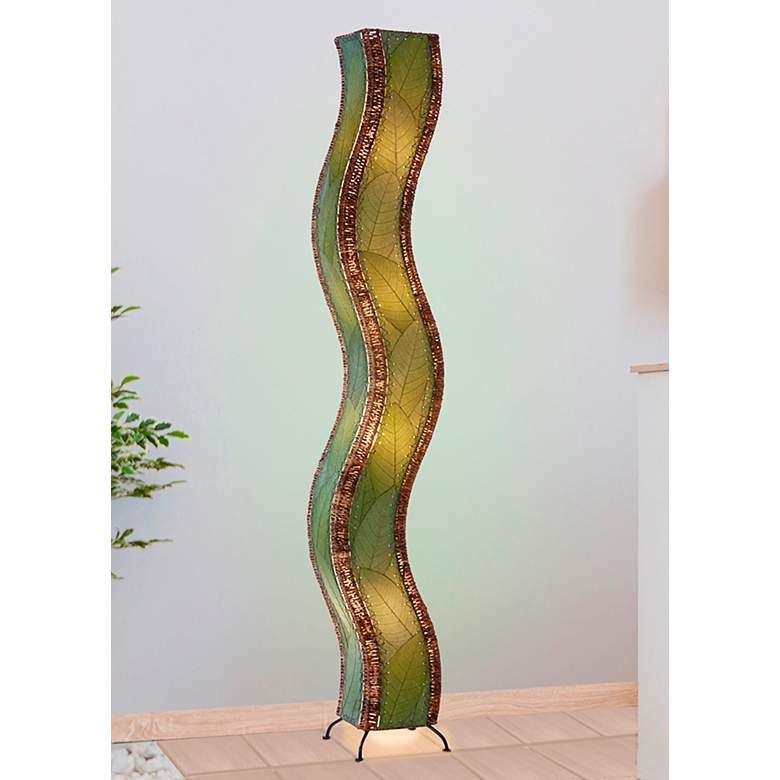 Image 1 Eangee Wave Green Cocoa Leaves Giant Tower Floor Lamp