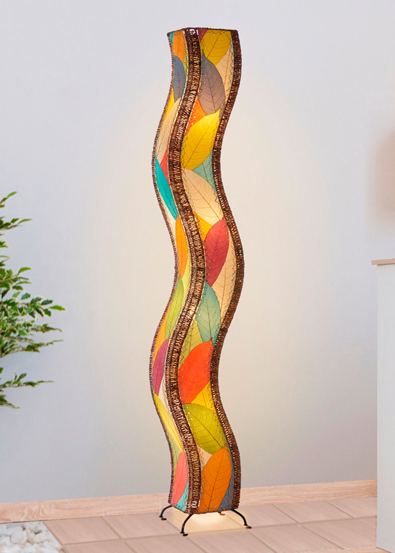 Eangee Wave MultiColor Cocoa Leaves Giant Tower Floor Lamp V3774