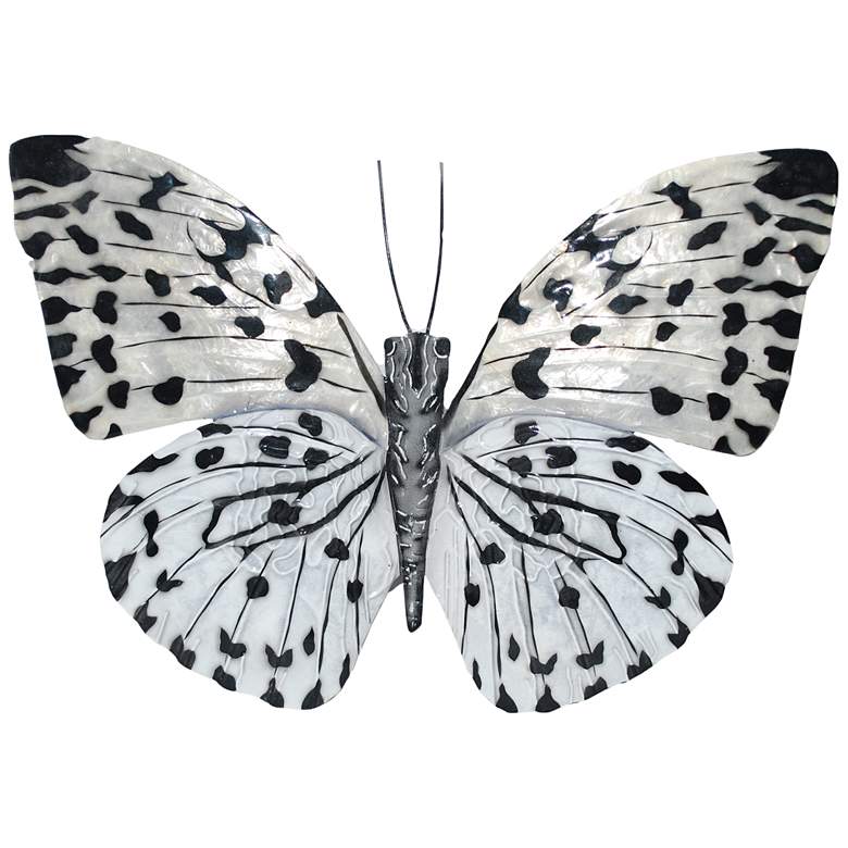 Image 2 Eangee White Morpho Butterfly 11"W Capiz Shell Wall Decor