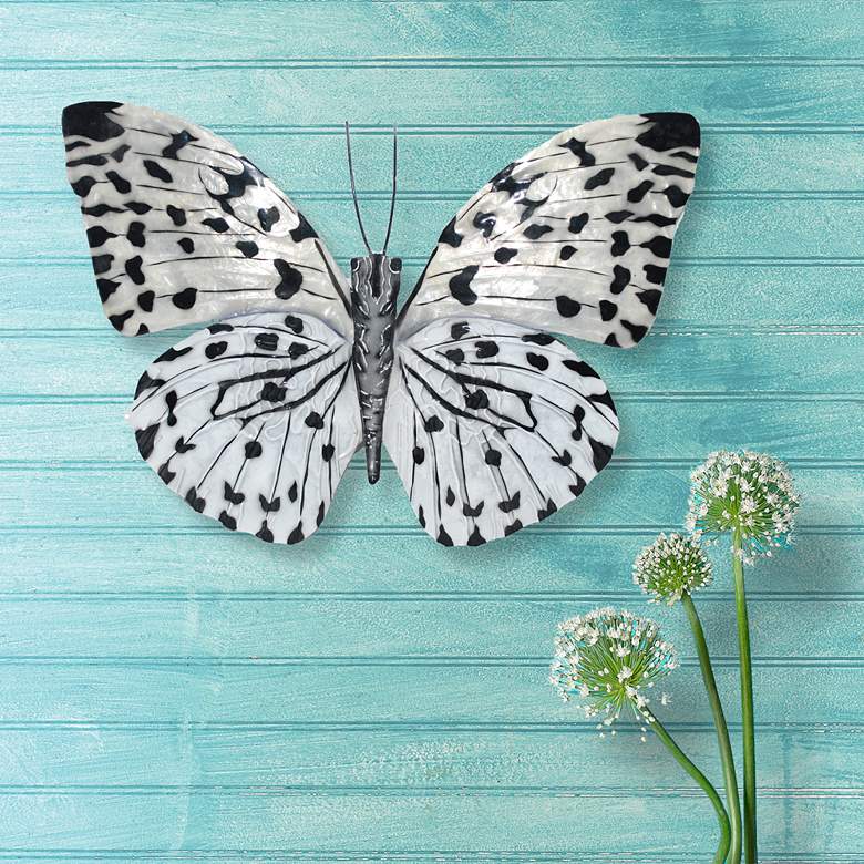 Image 1 Eangee White Morpho Butterfly 11"W Capiz Shell Wall Decor