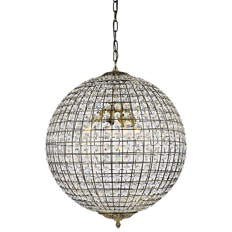 Image 2 Earlene 20"W Antique Bronze Crystal 4-Light Globe Pendant