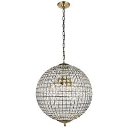 Earlene 20"W Antique Bronze Crystal 4-Light Globe Pendant