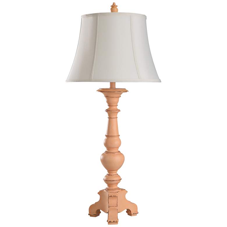 Image 1 Earley Peach Candlestick Table Lamp with Off-White Shade