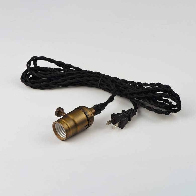 Image 3 Early Electric 1-Light 2.25" Wide Black/Antique Brass Pendant Light more views