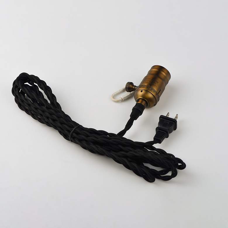 Image 4 Early Electric 1-Light 2.25" Wide Black/Antique Brass Pendant Light more views