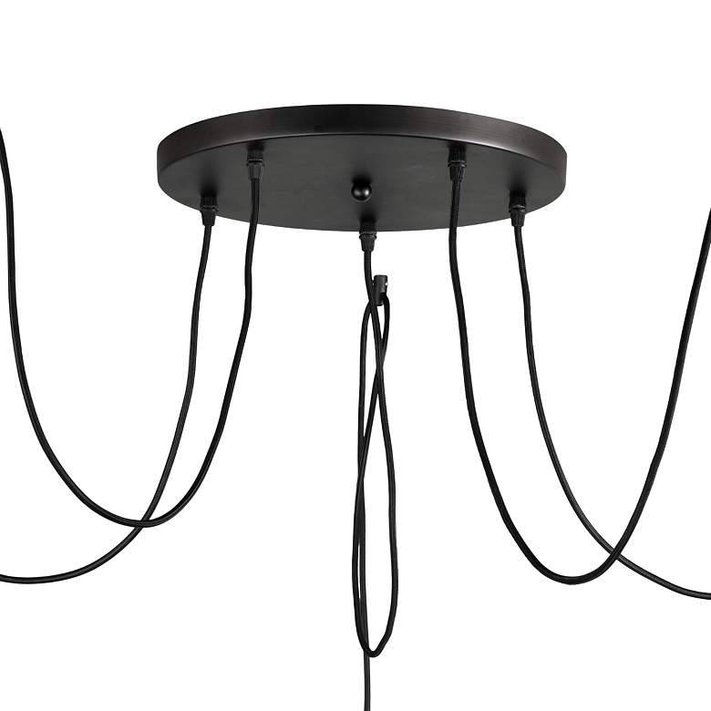 Image 4 Early Electric 13 3/4" Wide Black and Brass 5-Light Pendant more views